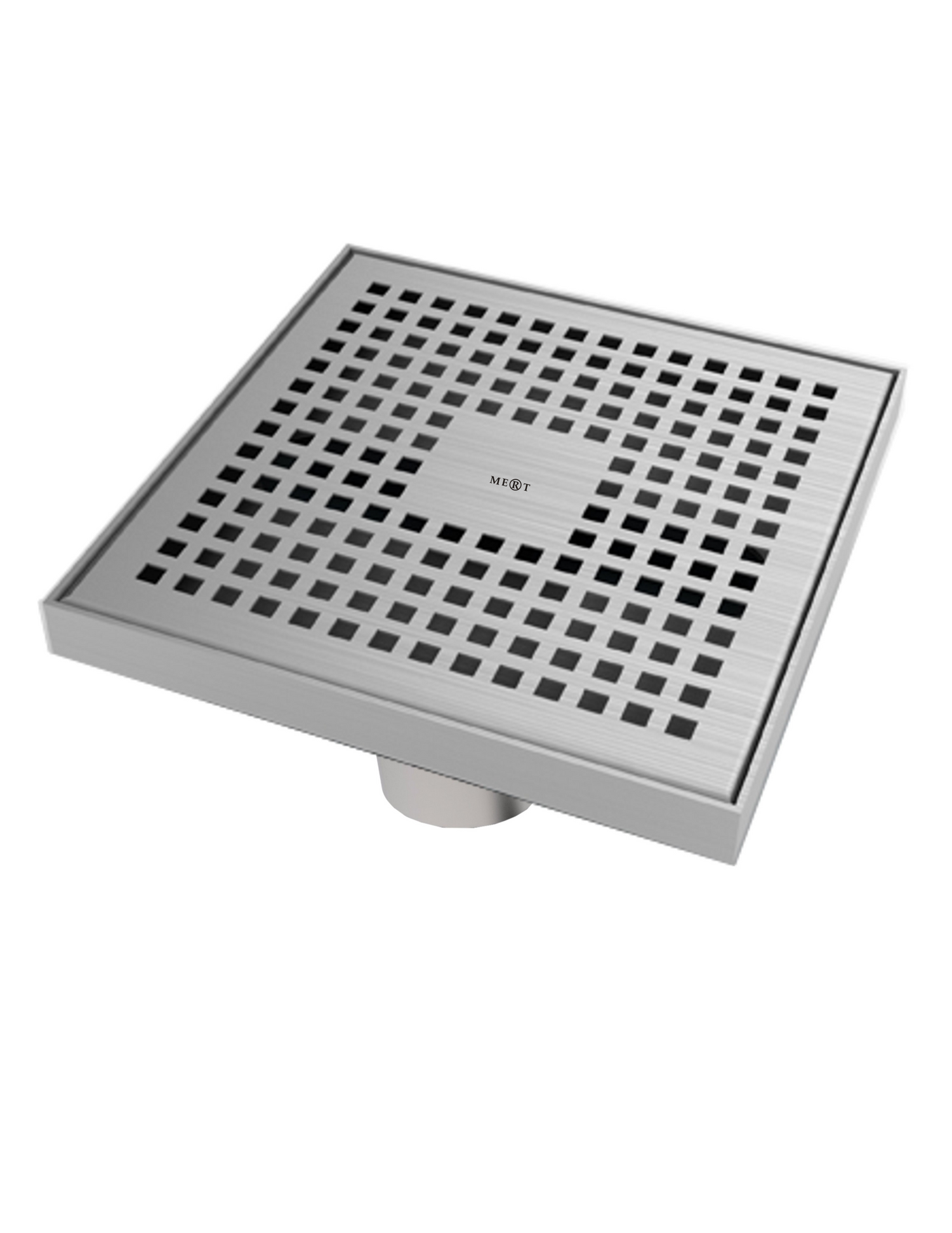 Design-Bodenablauf Kare komplett aus Edelstahl, 200 x 200 mm – Beispiel für einen Duschablauf