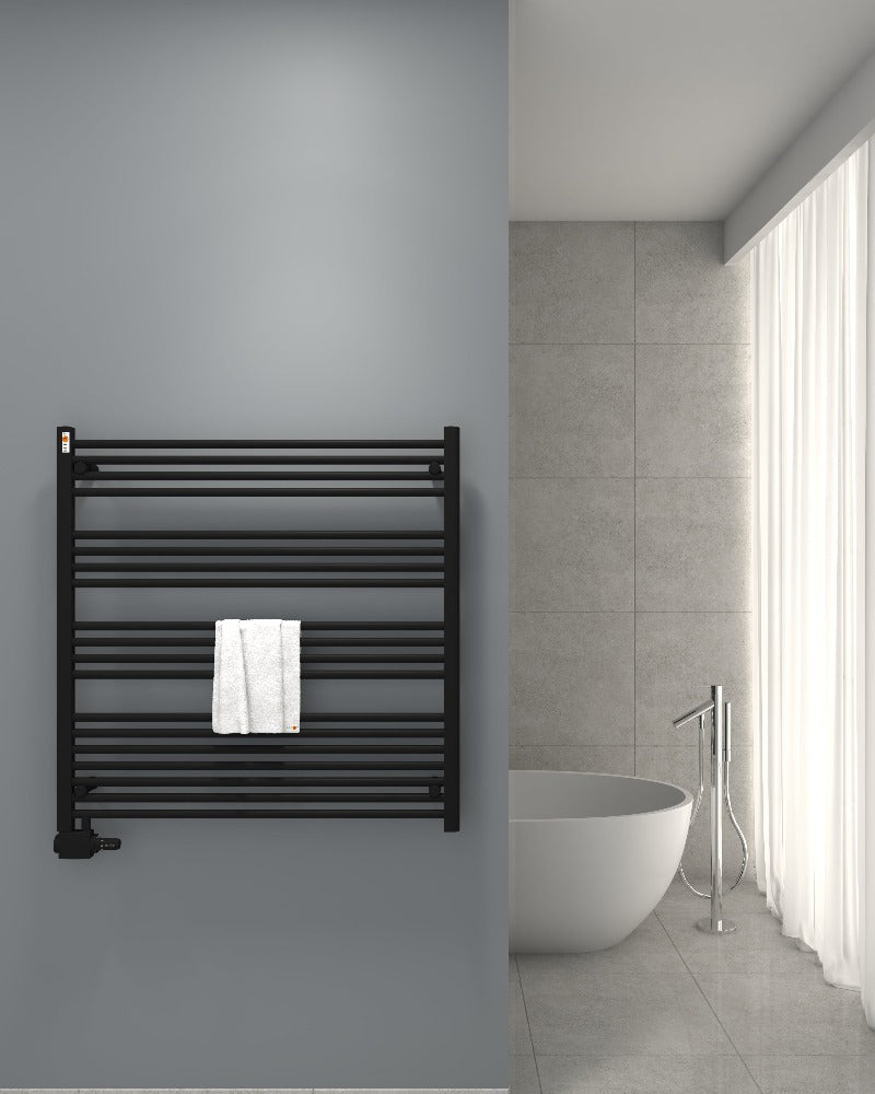 Badheizkörper Handtuchheizkörper mit Seitenanschluss Schwarz matt