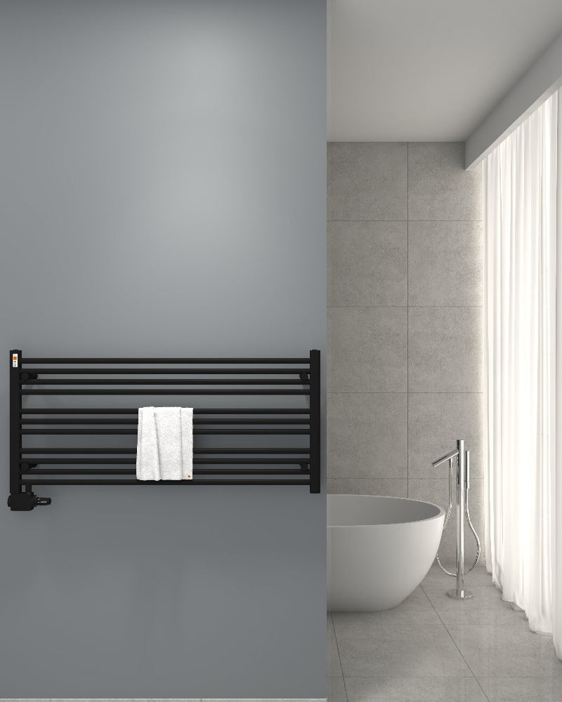 Badheizkörper Handtuchheizkörper mit Seitenanschluss Schwarz matt