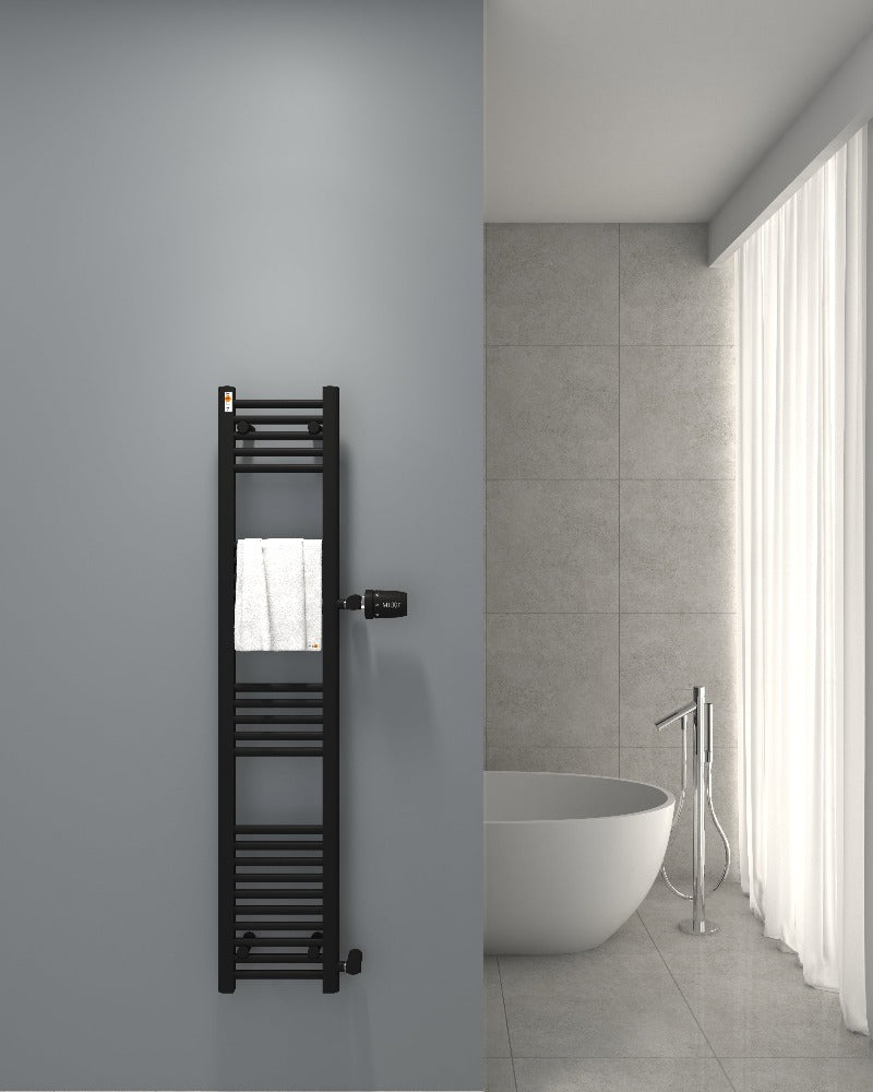 Badheizkörper Handtuchheizkörper mit Seitenanschluss Schwarz matt