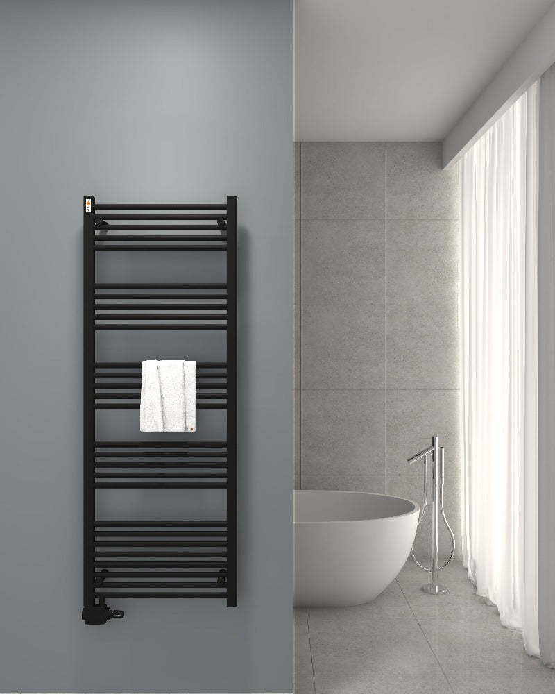Badheizkörper Handtuchheizkörper mit Seitenanschluss Schwarz matt