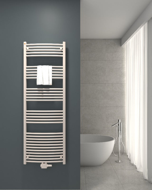 badheizkörper comfort mit mittelanschluss weiss ral 9016 gebogen