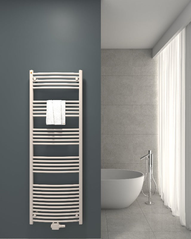 badheizkörper comfort mit mittelanschluss weiss ral 9016 gebogen