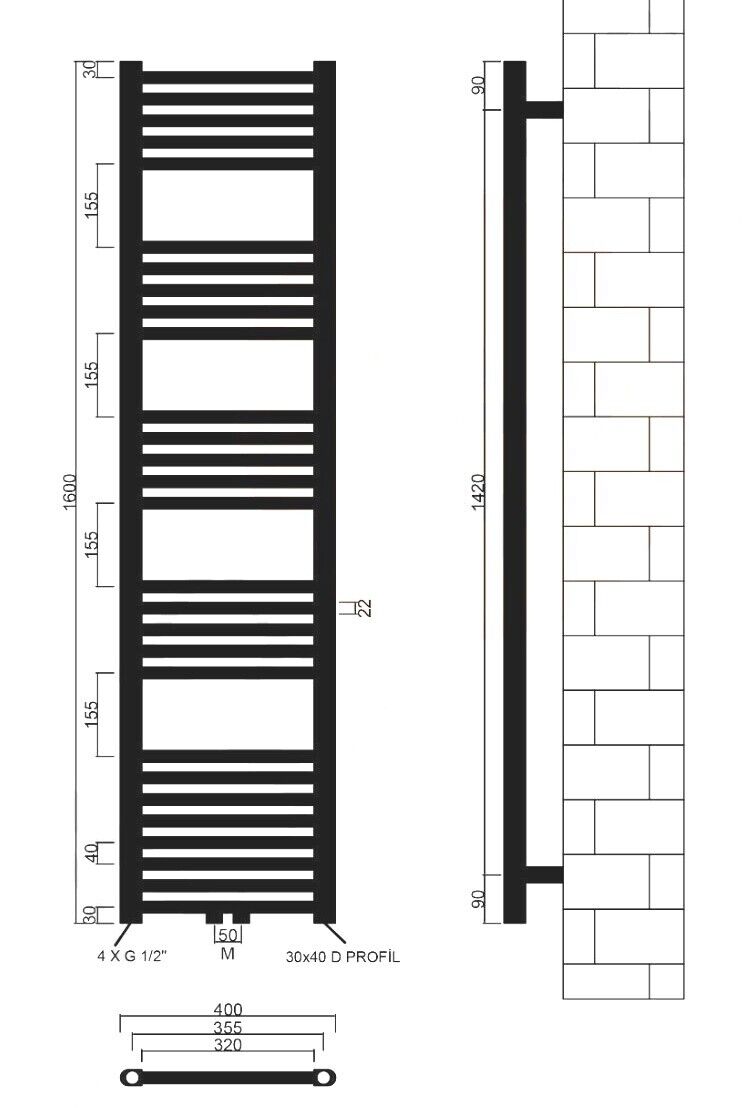 Badheizkörper Comfort mit Mittelanschluss Chrom gerade