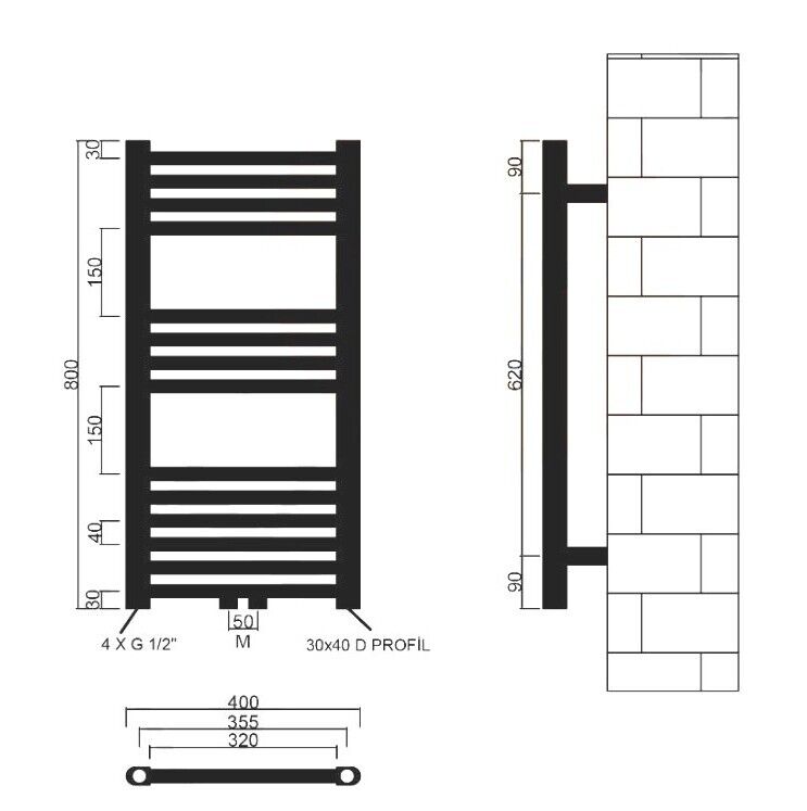 badheizkörper comfort mit mittelanschluss weiß gerade