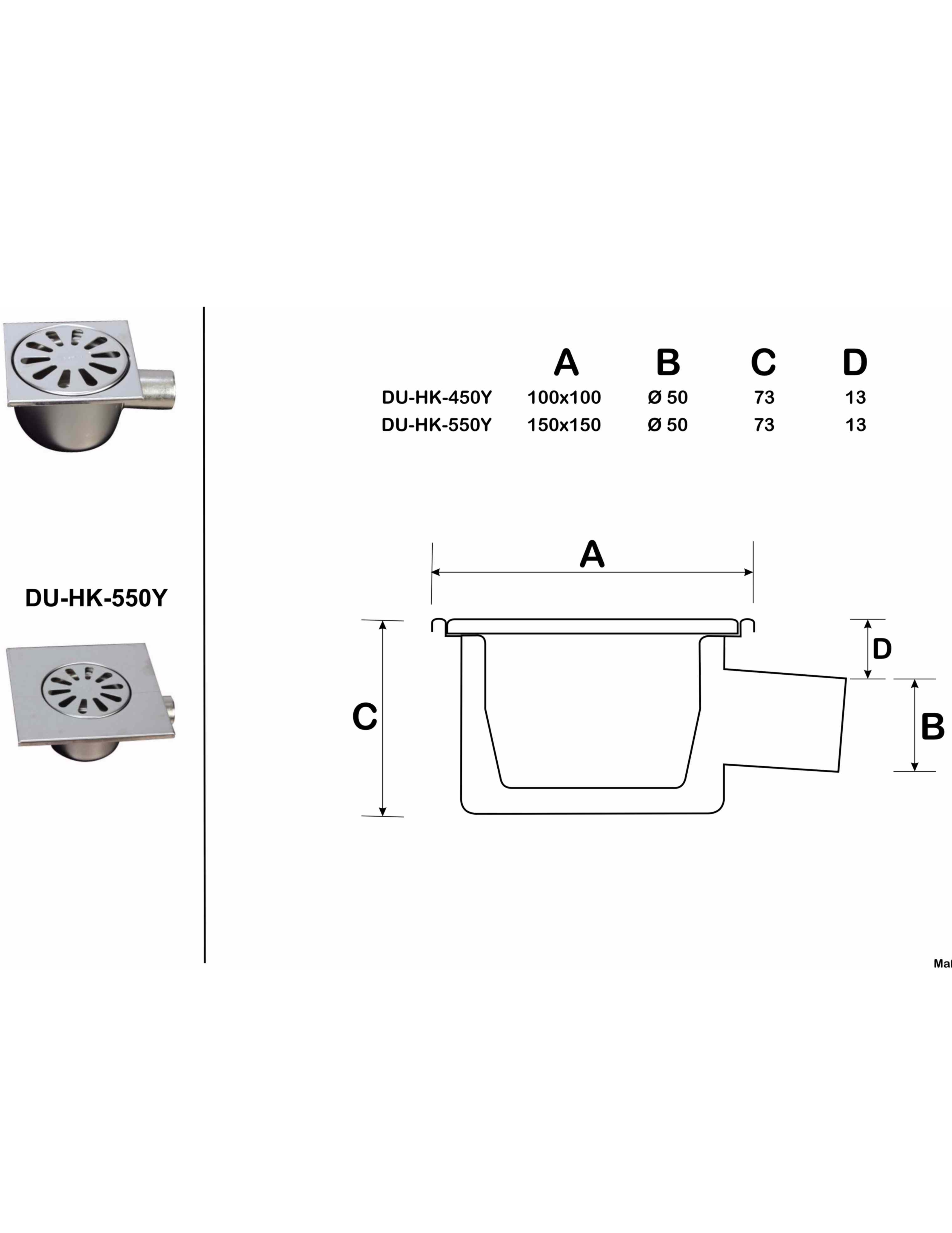 Bodenablauf Waagerecht aus Edelstahl,150x150 mm
