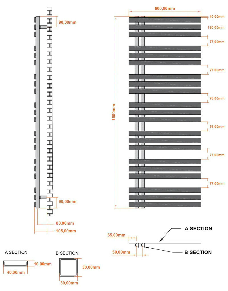 Badheizkörper Design Elen mit Seitenanschluss Chrom Top Design