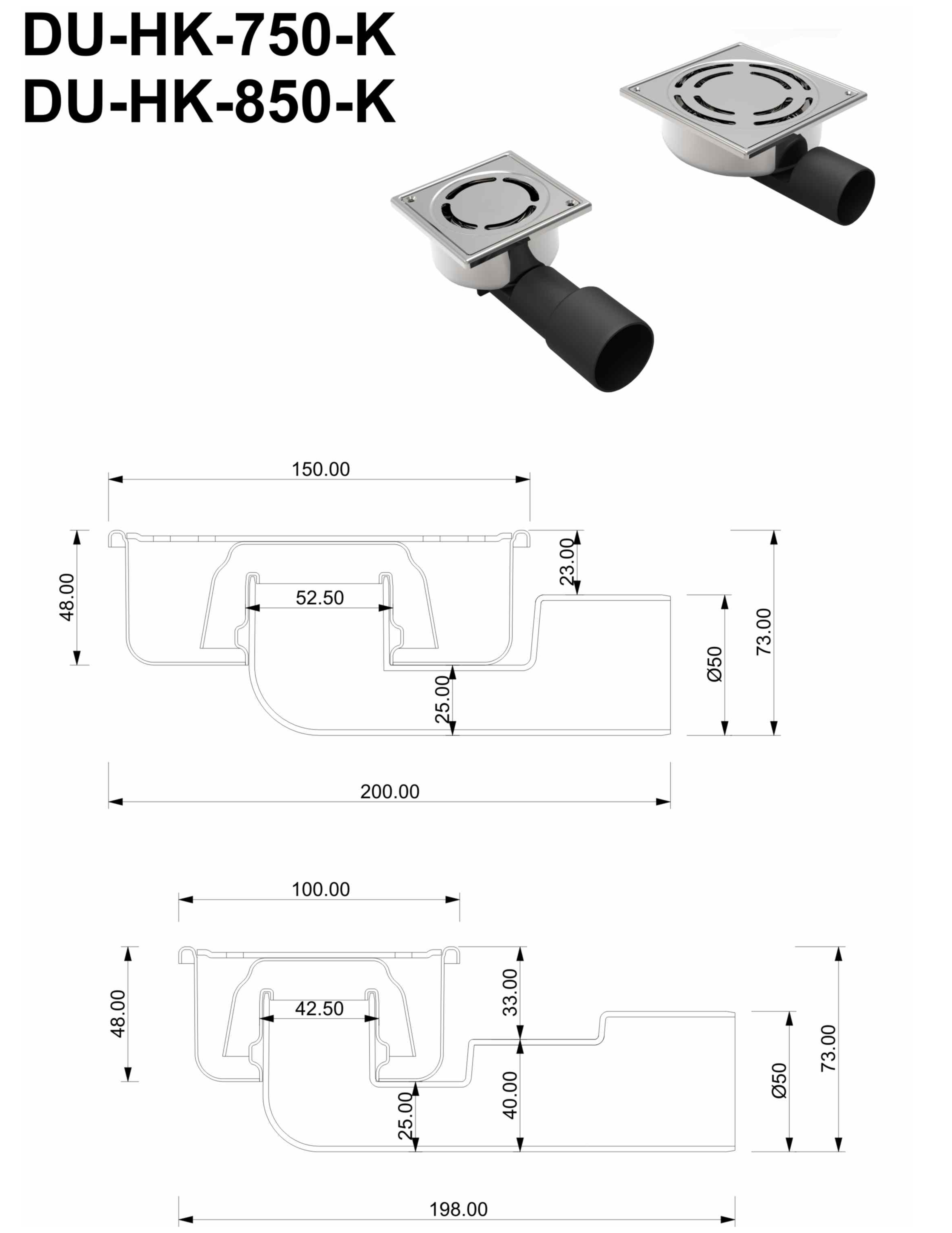 Bodenablauf mit Sicherheitsschlüssel 100x100 mm