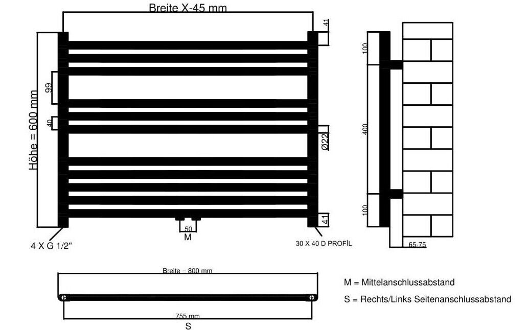 badheizkörper comfort mit mittelanschluss weiß gerade