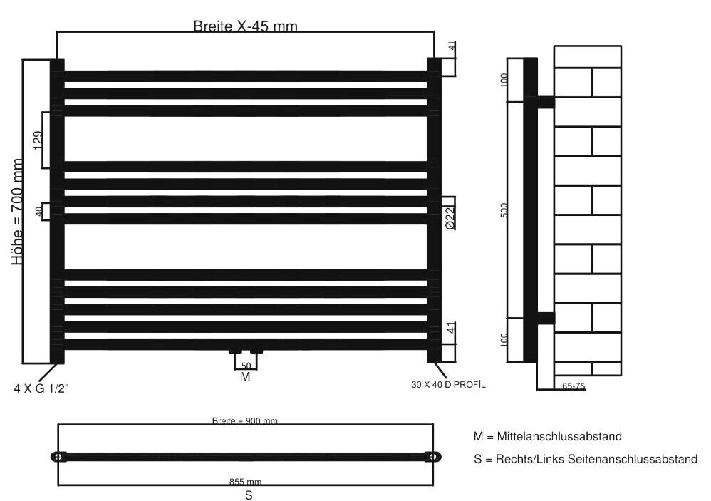 badheizkörper comfort mit mittelanschluss weiß gerade