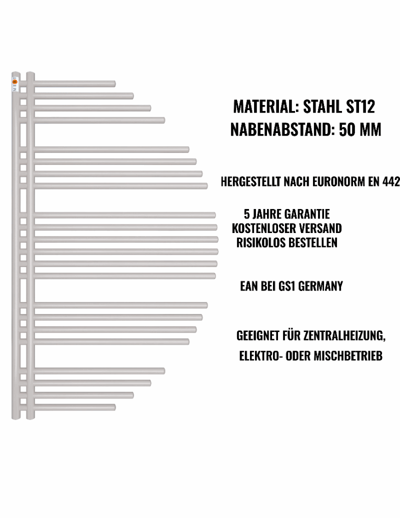 Badheizkörper Design Aycan mit Seitenanschluss Weiß Top-Design