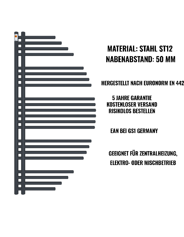 Badheizkörper Design Aycan mit Seitenanschluss Schwarzgrau Top-Design