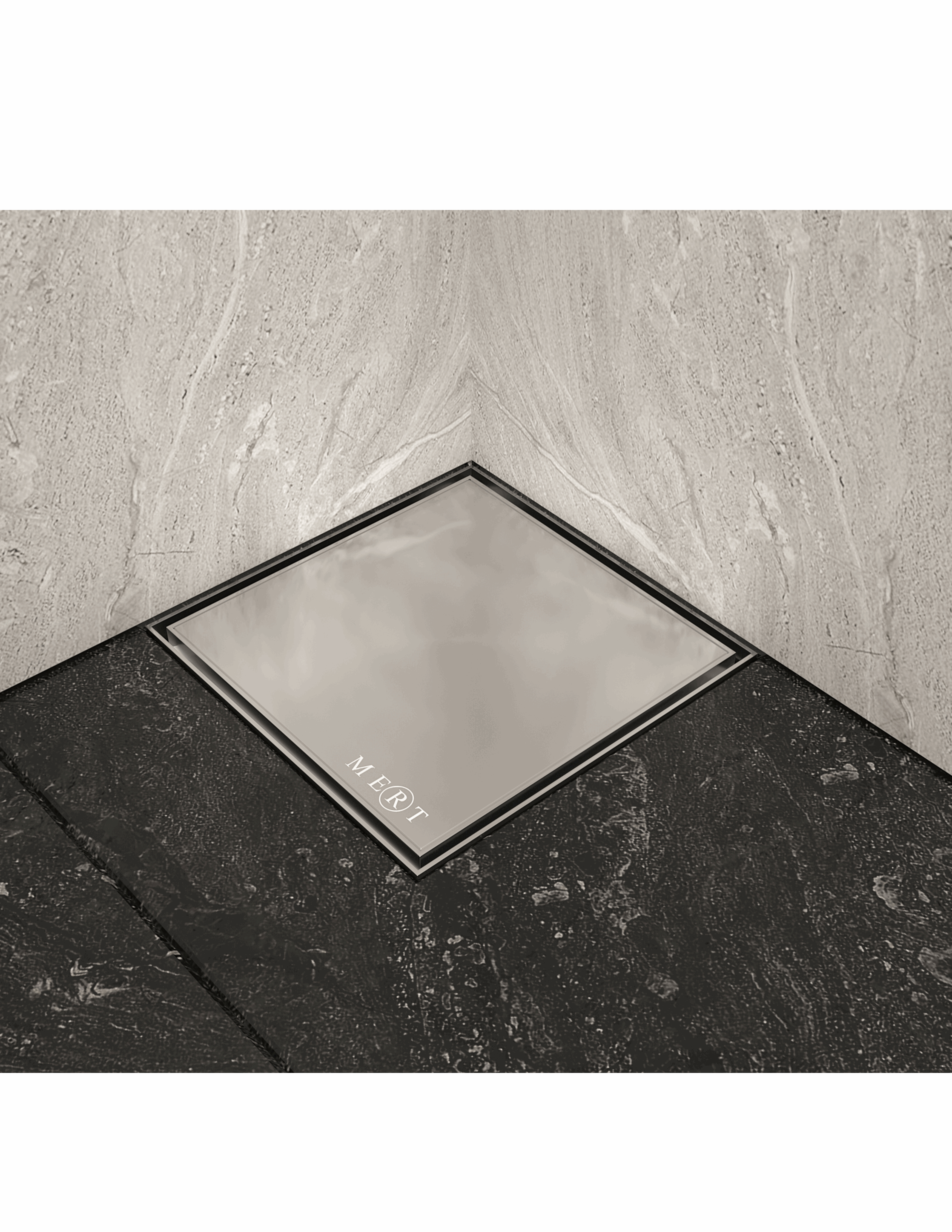 Bodenablauf Aufsatz Design "Edel" mit Edelstahlrost und Rahmen 200x200 mm