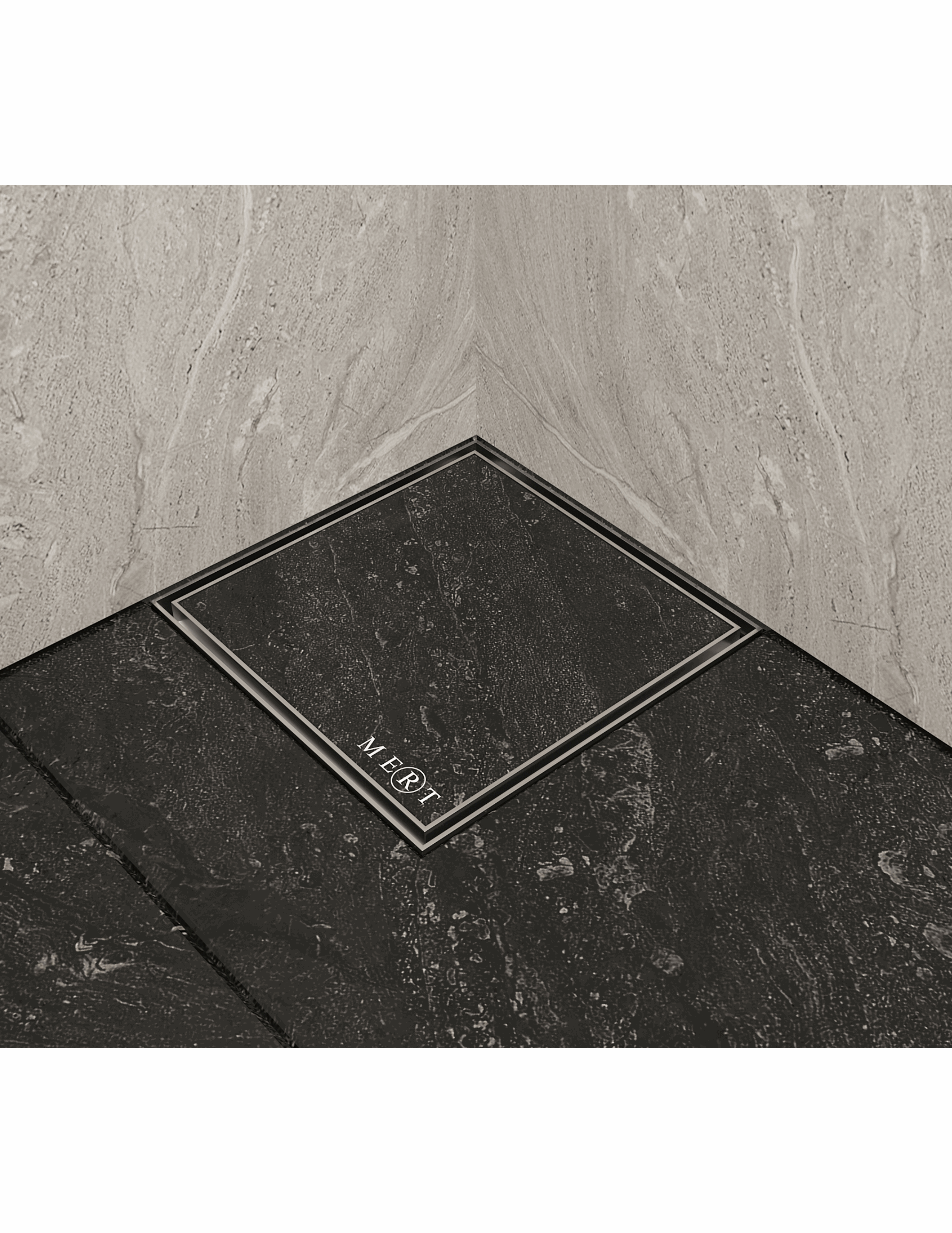 Bodenablauf Aufsatz Design Fliesen mit Edelstahl Rahmen 200x200 mm