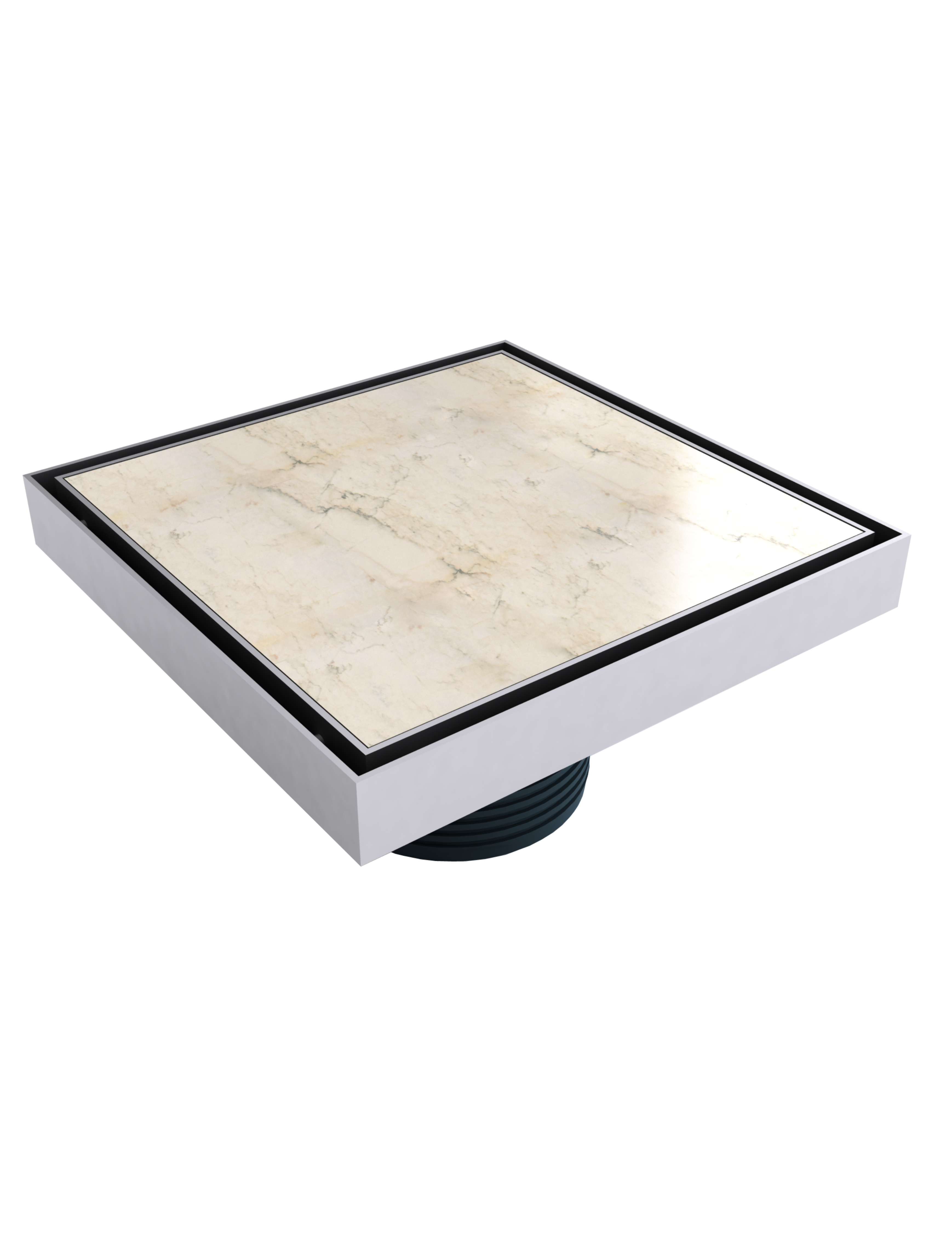 Bodenablauf Aufsatz Design Fliesen mit Edelstahl Rahmen 200x200 mm