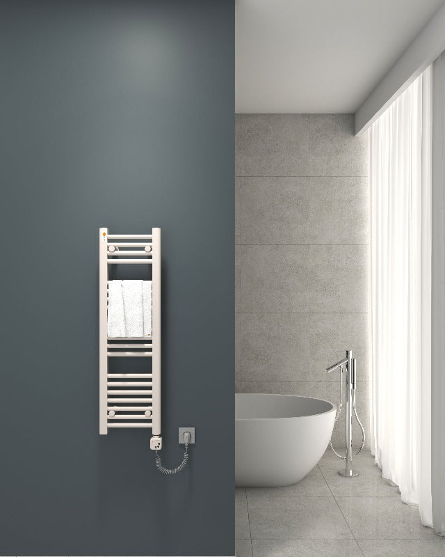 Badheizkörper Elektro mit Heizstab + KMX1-Regler weiß RAL 9016