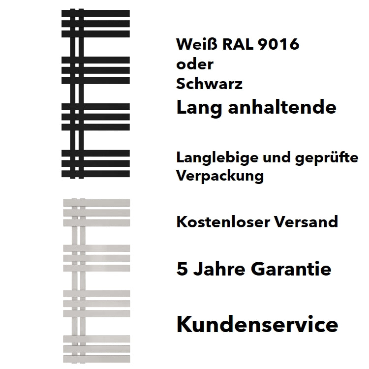 Badheizkörper Design Elen mit Seitenanschluss Weiß oder Schwarz