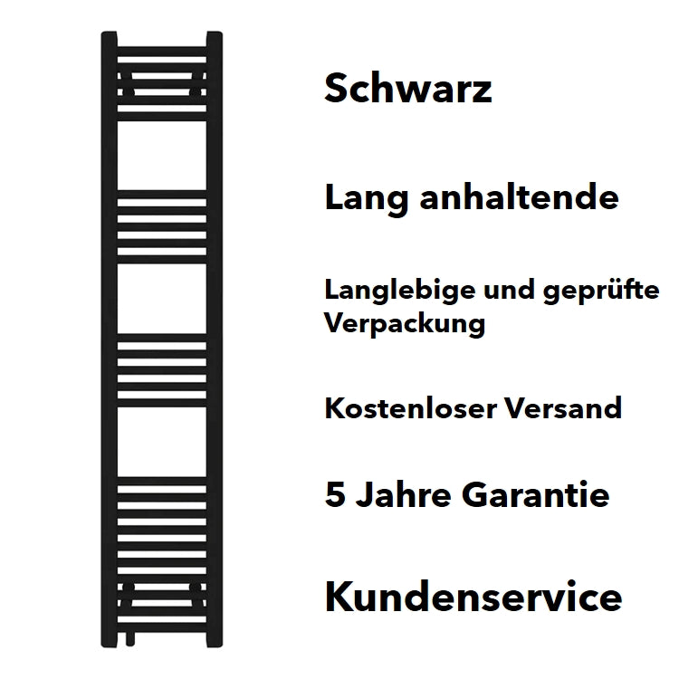 Badheizkörper Handtuchheizkörper mit Seitenanschluss Schwarz matt