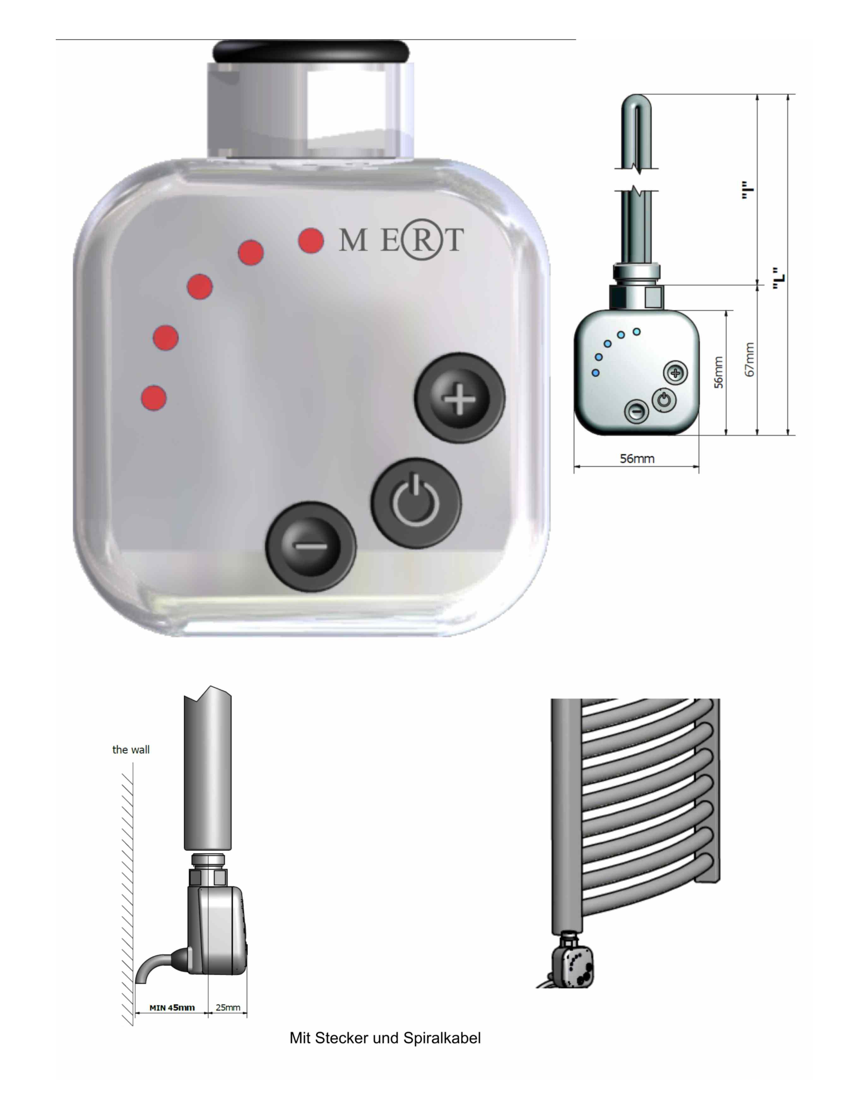 Badheizkörper Digitaler Regler KMX1 Elektrisch Weiß
