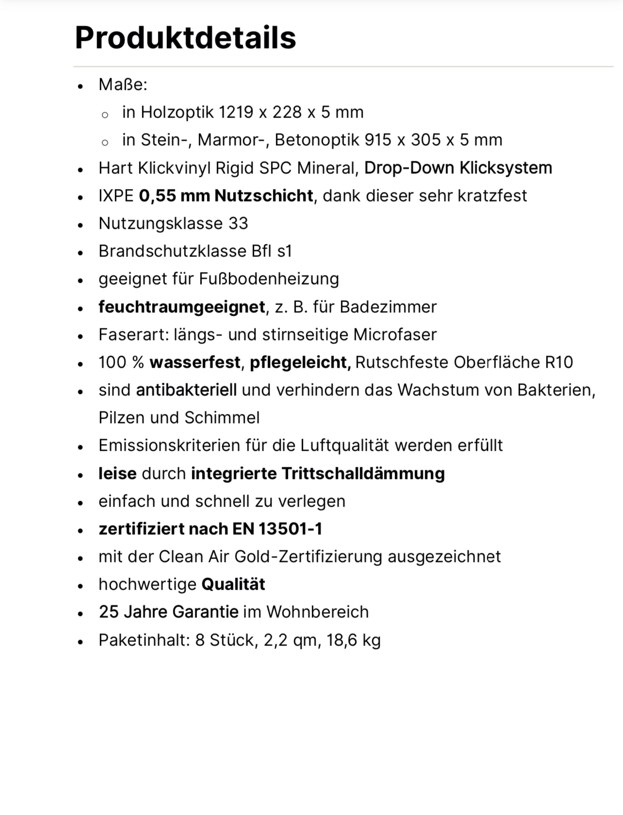 Hart Vinyl Bodenbelag, Modell Steinoptik, inkl. integrierte Trittschalldämmung, 0,55 mm, Nutzungsklasse 33, TOP Qualität