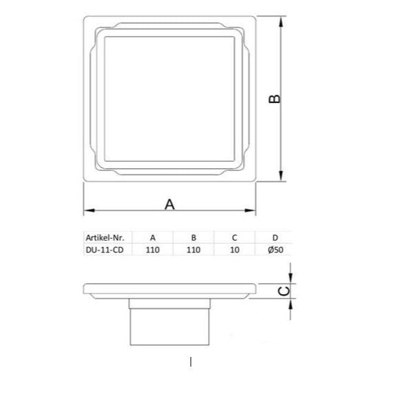Bodenablauf Glas Abdeckung 110x110 mm