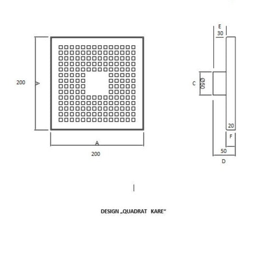 Bodenablauf Design Kare komplett aus Edelstahl 200x200 mm