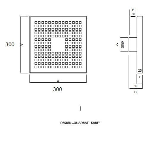 Bodenablauf Design Kare komplett aus Edelstahl 300x300 mm