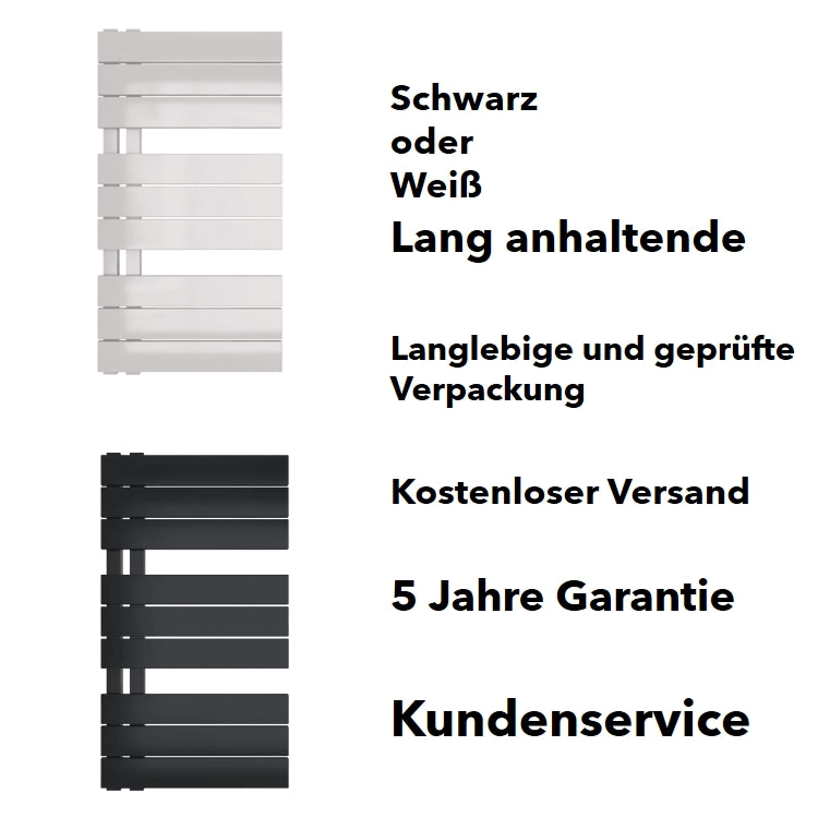 Profilansicht der Heizstäbe, Badheizkörper ASK Design Schwarz, 400 x 800 mm – erhältlich bei badheizung.eu