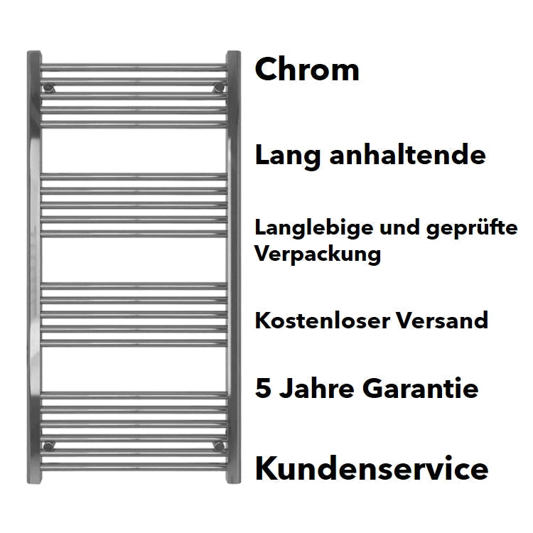 Nahaufnahme Anschlussbereich, Badheizkörper Comfort mit Seitenanschluss Chrom, 400 x 1600 mm