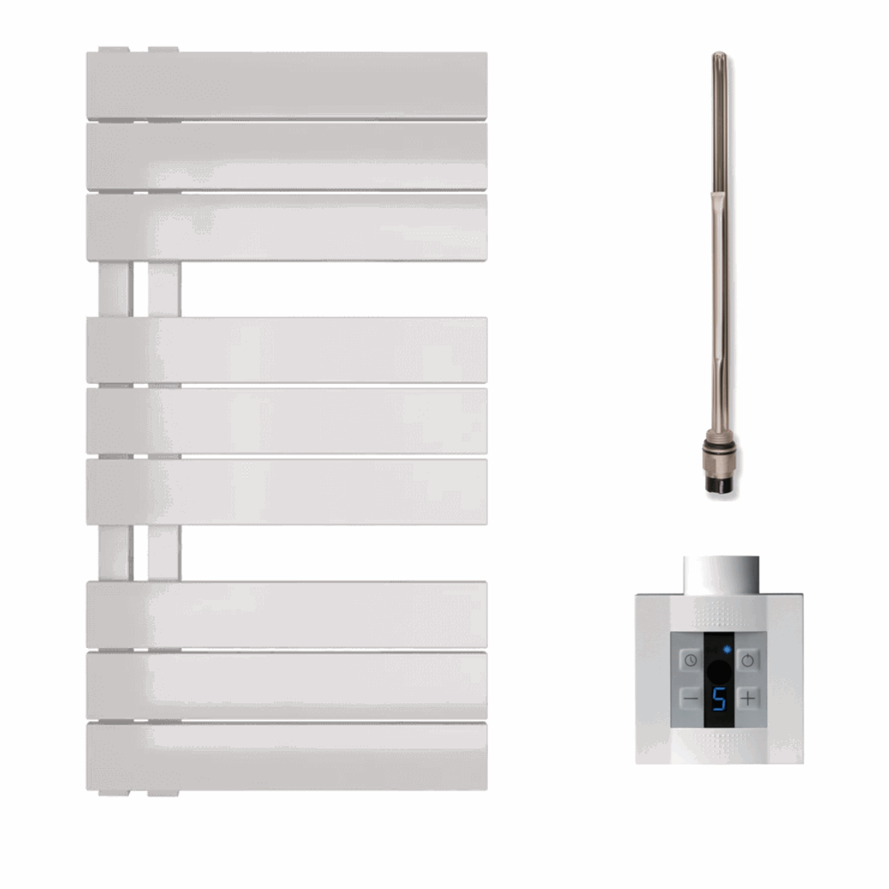 Elektro-Badheizkörper Weiß mit KTX4-Regler, Größe 400 x 800 mm (300 Watt), freigestellte Ansicht