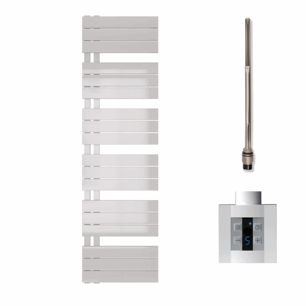 Elektro-Badheizkörper Weiß mit KTX4-Regler, Größe 400 x 1640 mm (800 Watt), freigestellte Ansicht
