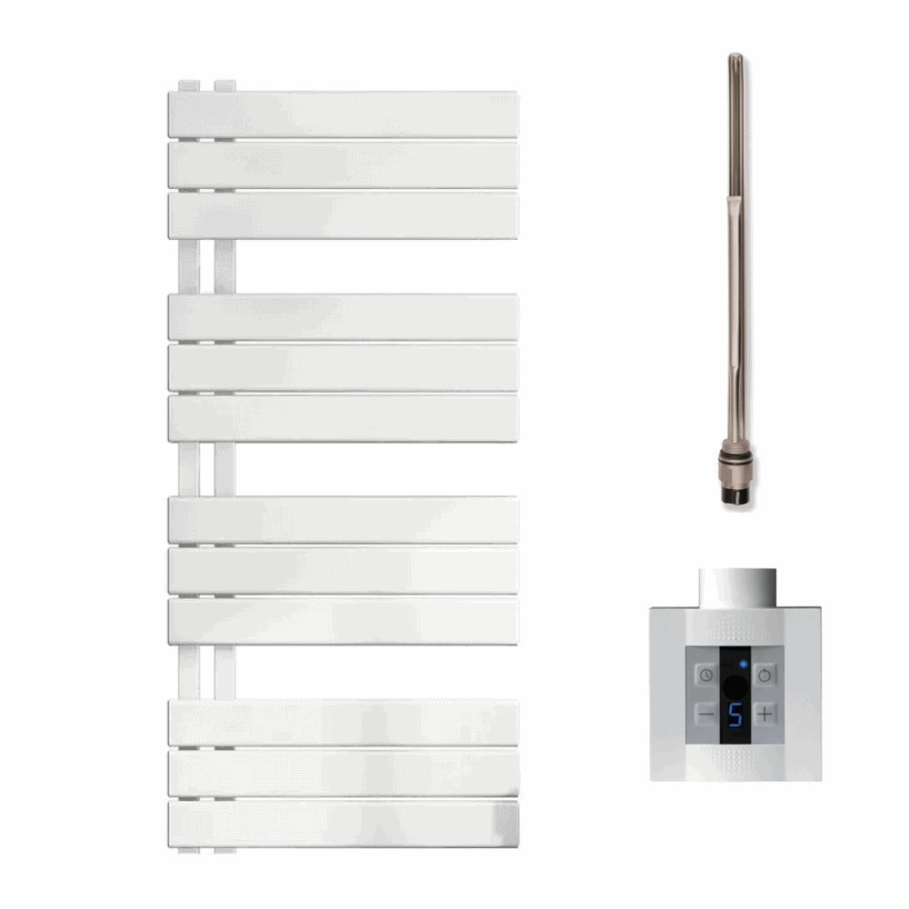 Elektro-Badheizkörper Weiß mit KTX4-Regler, Größe 500 x 1150 mm (600 Watt), freigestellte Ansicht