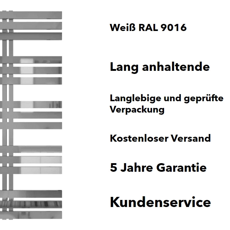 Profilansicht der Heizstäbe, Badheizkörper Design Elen mit Seitenanschluss Chrom, 500 x 800 mm
