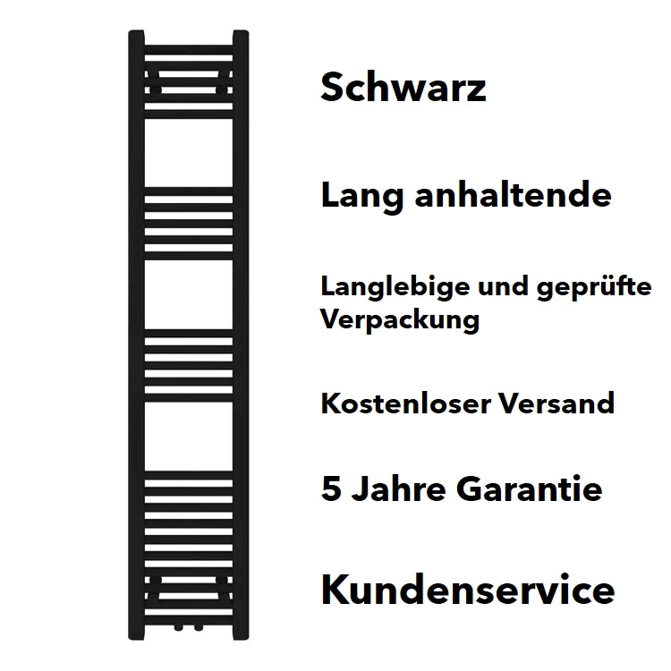 Lifestyle-Ansicht des Handtuchheizkörpers mit Mittelanschluss Schwarz, 300 x 1500 mm