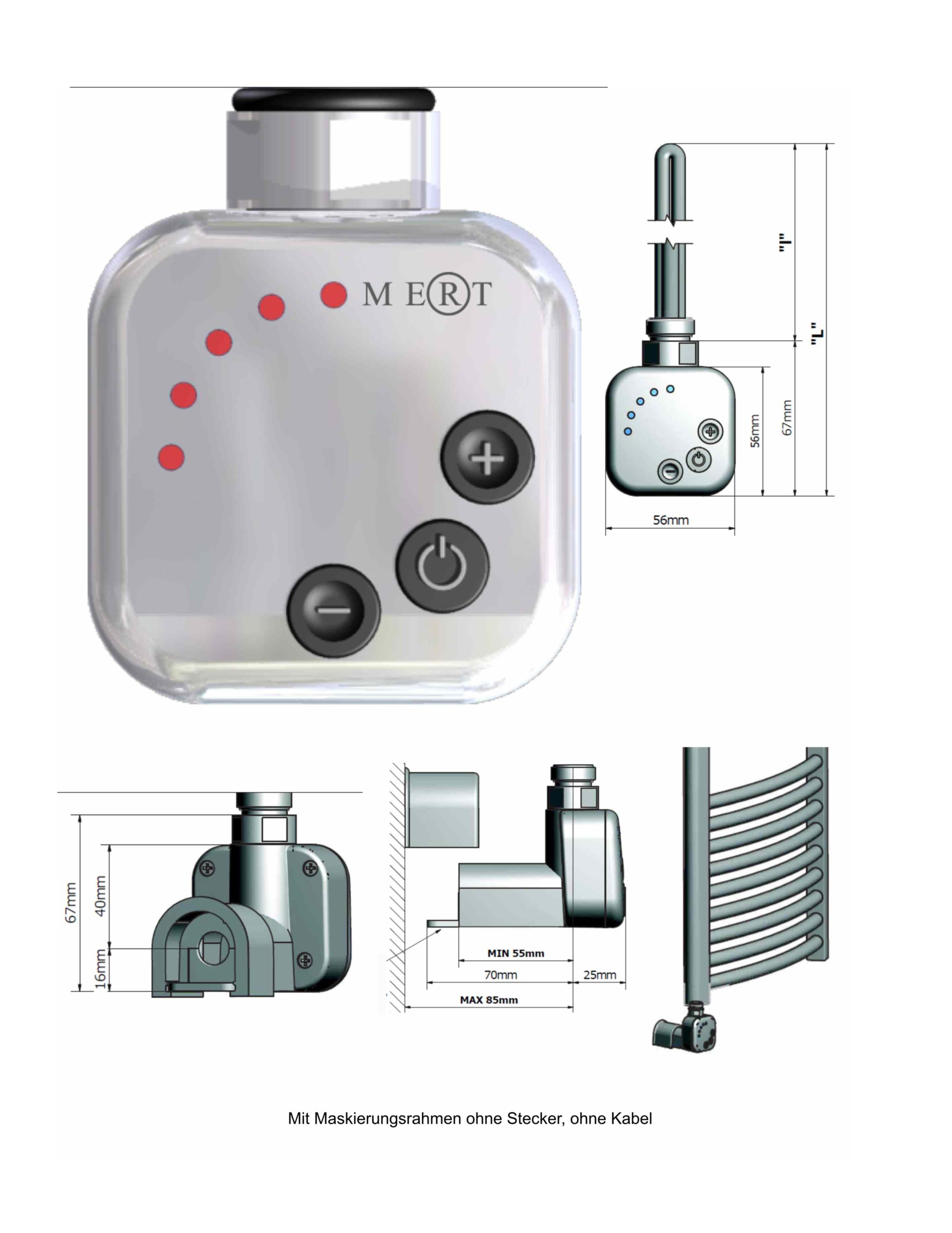 Badheizkörper Digitaler Regler KMX1 Elektrisch Chrom