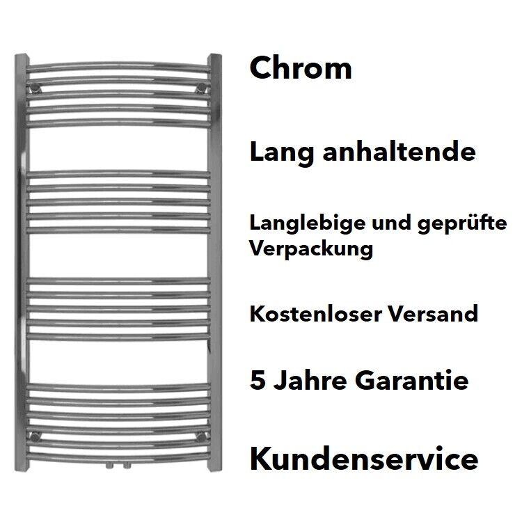 Badheizkörper Comfort mit Mittelanschluss Chrom gebogen