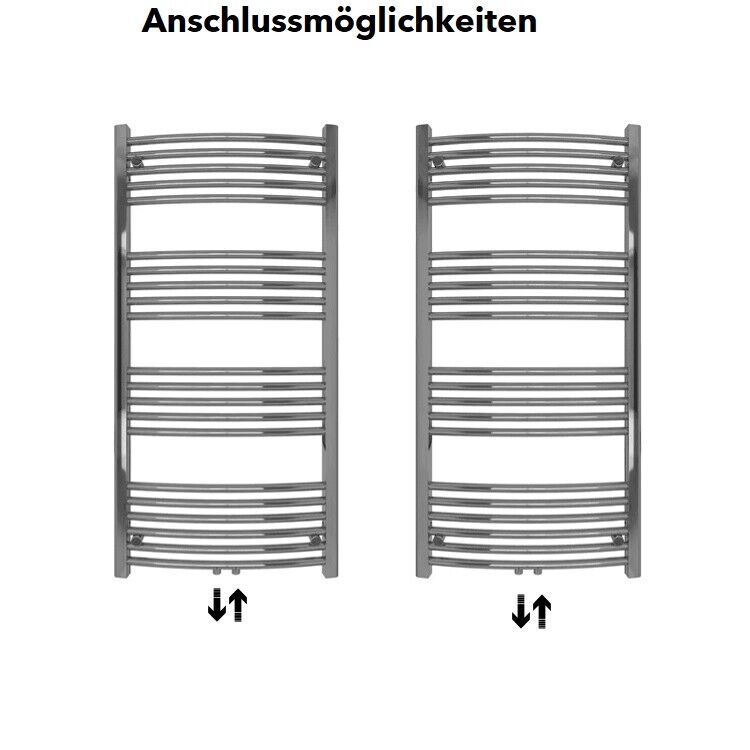 Badheizkörper Comfort mit Mittelanschluss Chrom gebogen