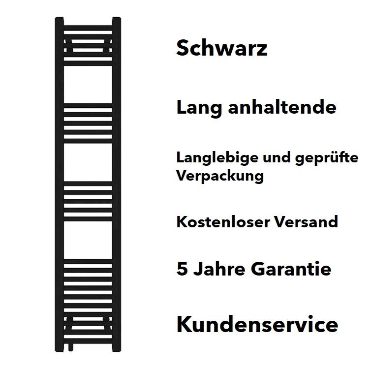 Lifestyle-Ansicht des Handtuchheizkörpers mit Seitenanschluss Schwarz, 500 x 1800 mm