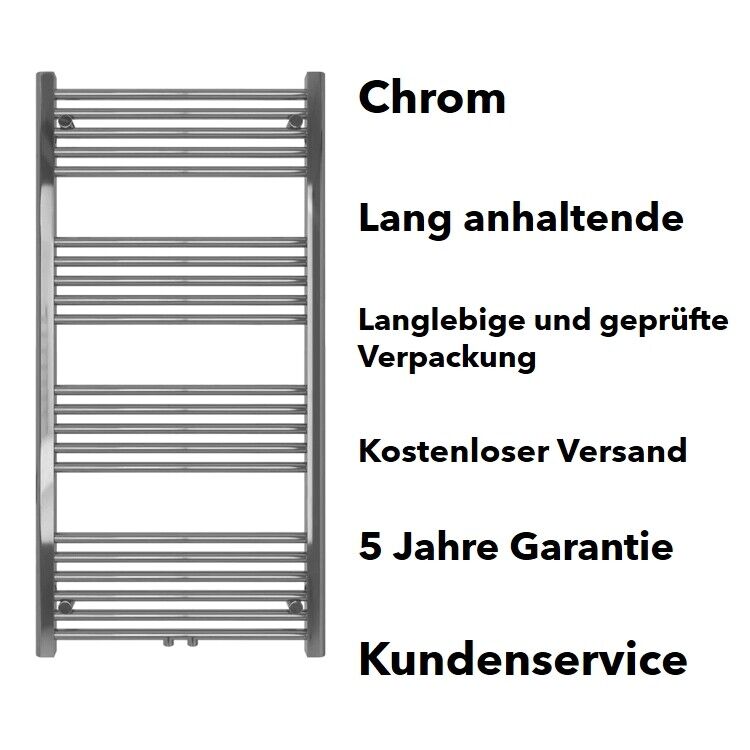 Badheizkörper Comfort mit Mittelanschluss Chrom gerade