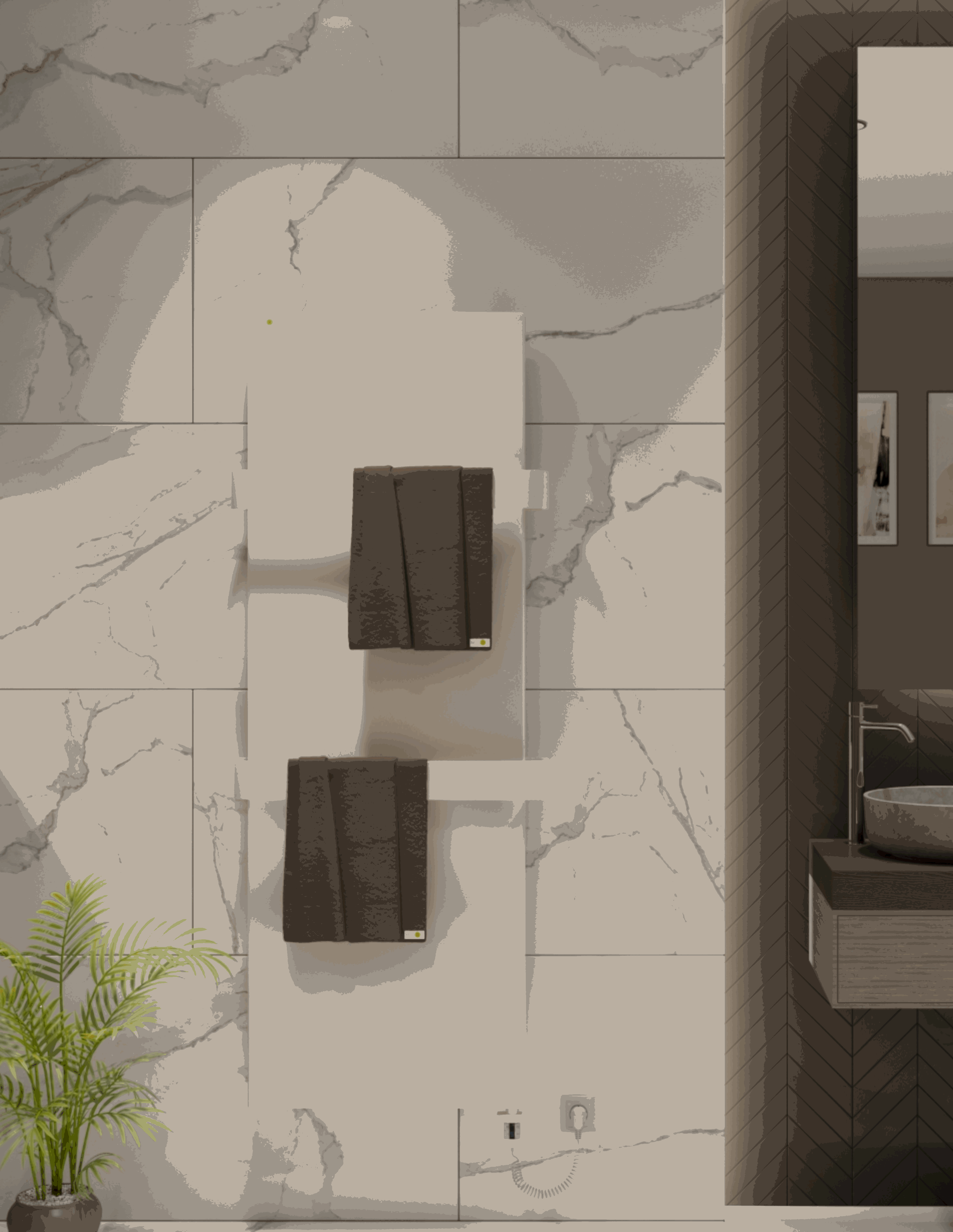 Badheizkörper Elektro mit Heizstab + KTX4-Regler + Cover Design Weiß