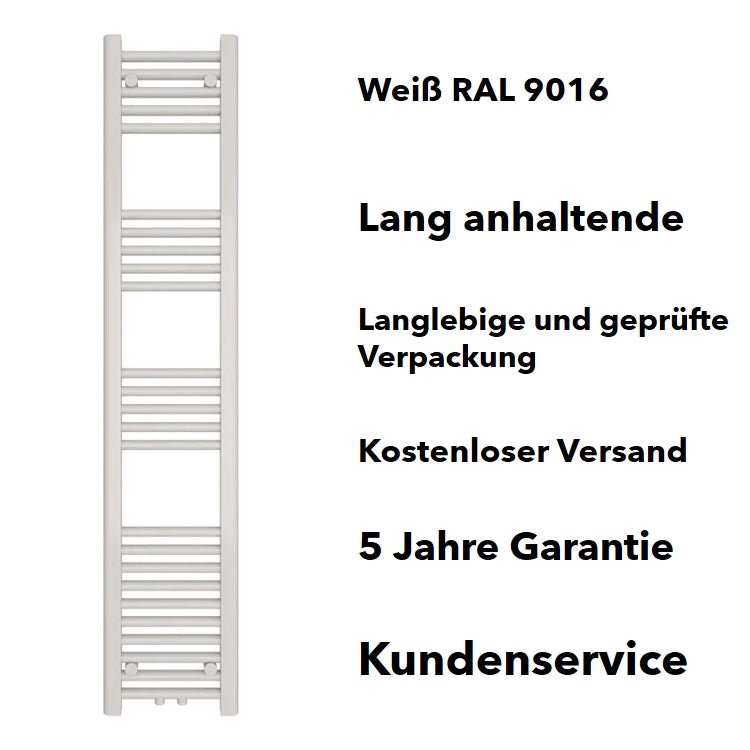 Nahaufnahme Anschlussbereich, Badheizkörper mit Mittelanschluss gerade Weiß, 300 x 600 mm